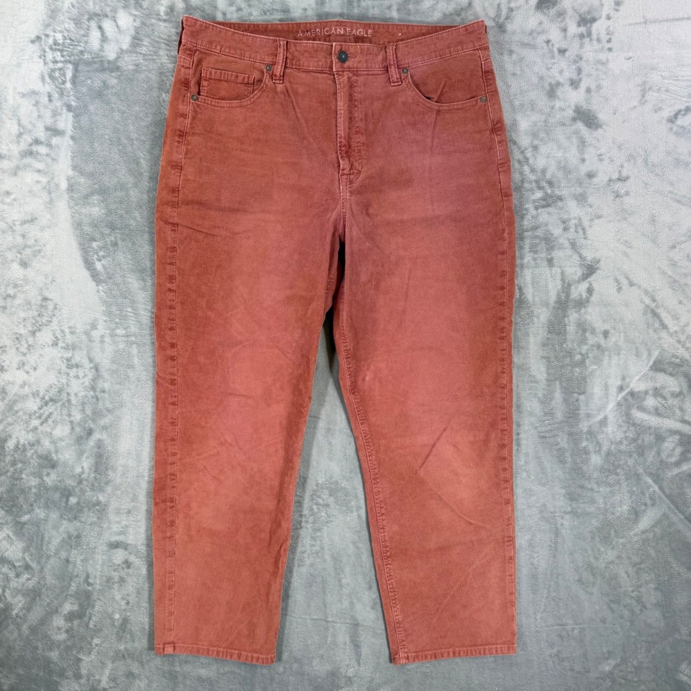 American Eagle Mom Straight Corduroy Pants Women's Size 18 R Pink‎ Pants